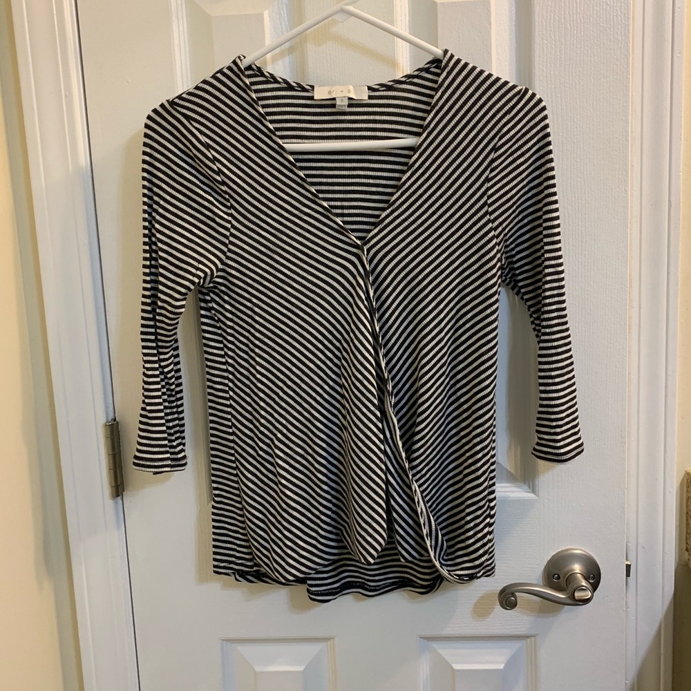 Anthropologie Eri+Ali Stripe Faux Wrap Top